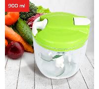 Picadora de Alimentos, Picadora Manual de Cocina, 900ml de Capacidad, Trocea, , y Muele, 5 Cuchillas de Acero Inoxidable, Resistente, Fácil de Limpiar, para Fruta, , Carne, Hierbas
