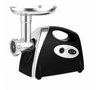 Picadora de Carne 1200W Profesional con 3 Discos de Corte, Cuchillas Inox, Función Reversa, Accesorios para Salchichas, Bandeja Metálica Extraíble, Cabezal Desmontable, Antideslizante (NEGRO)