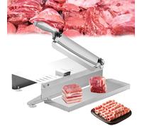 Picadora de carne de costillas de acero inoxidable, cortador manual de carne de hueso, máquina cortadora de alimentos de grosor ajustable, cortador de carne congelada con deflector ajustable para