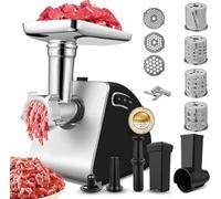 Picadora de Carne Eléctrica 2000W con Embutidora y Cortador de Verduras