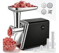 Picadora De Carne Eléctrica 4 En 1 Para Salchichas,Verduras,Queso,Silenciosa Y Protección Contra Sobrecalentamiento,En Acero Inoxidable Y Aluminio,Con 3 Platos De Corte Y Embutidora