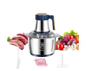 Picadora de carne eléctrica, cortador de verduras multifunción de acero inoxidable con 6 cuchillas, batidora de picadora multifunción para carne vegetal y fruta, 500 W (azul)