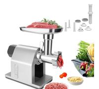 Picadora de carne eléctrica de 2000 W con función de reversa, 3 embutidoras de salchichas y cuchillas metálicas, potente picadora para cocinar en casa, construcción duradera de aluminio fundido, pro