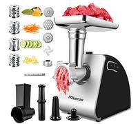 Picadora de carne eléctrica de 2000 W, máquina profesional de salchichas con relleno de salchicha, accesorio para galletas, 3 discos de acero inoxidable, 4 cuchillas cónicas, para carne picada