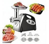 Picadora de carne eléctrica de 2800 W, picadora multifunción 3 en 1 con 3 placas de acero inoxidable, para picar carne, preparar salchichas y verduras fácilmente, potente, fácil de Nettoye (negro)