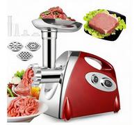 Picadora de carne eléctrica de 2800 W, picadora multifunción 3 en 1 con 3 placas de acero inoxidable, para picar carne, preparar salchichas y verduras fácilmente, potente, fácil de Nettoye (rojo)