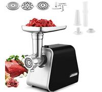 Picadora de carne eléctrica de acero inoxidable, con 3 placas de lijado, hoja y fijación de cubo, aprobado ETL, máx. 2000 W (L1)
