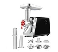Picadora de carne eléctrica, picadora de carne resistente for cocina casera | Con Rebanadora, Cuchillas for Triturar, Cuchillas, Platos, Embutidora de Salchichas, Kit Kubbe, for Uso Doméstico(Black)