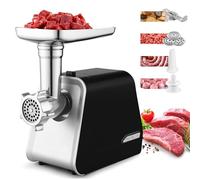 Picadora de carne eléctrica profesional de 2000 W, con relleno de salchichas y accesorio para galletas, máquina de embutidos, máquina de carne con 3 discos perforados para carne picada, mett y