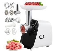 Picadora de carne eléctrica, robusta salchicha doméstica, picadora de carne, trituradora de alimentos con múltiples accesorios, potente motor de 1200 W