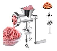 Picadora de carne manual, alimentos manuales de aleación de aluminio resistente con mango de madera, abrazadera de mesa y tubo de enema, para moler carne en restaurante en casa L