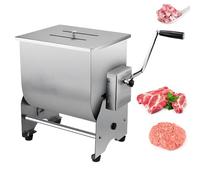 Picadora de carne manual, batidora de carne comercial con tapa y manivela, tolva de acero inoxidable, máquina de llenado de carne para pollo, pescado y carne de res