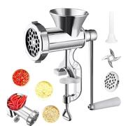 Picadora de carne manual, manual pesada, picadora de carne manual con 3 boquillas de relleno para salchichas, para hogar, dormitorio, restaurante, apartamento, alquiler de carne de vacuno, pimienta