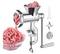 Picadora de carne - Molinillo manual resistente con 3 tubos de salchicha | Picadora de carne para cocina casera, restaurante, apartamento, estudiante, carne de res, pollo, pimienta, champiñones