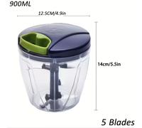 Picadora de carne y trituradora de alimentos manual multifuncional - Herramienta de cocina para carne, verduras, chile, cebolla y pelar ajo, en casa, de viaje y en caravana