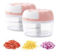 Picadora de cebolla, 2 unidades, cortador de cebolla, manual Onion Chopper, cortador de cebolla con cuerda para especias de jengibre y ajo (rosa)