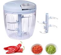 Picadora de cebolla manual, picadora de ajo de 5 cuchillas de 900 ml, para ensaladas, cebollas, pesto, perejil, salchichas/nueces, vainilla, verduras,