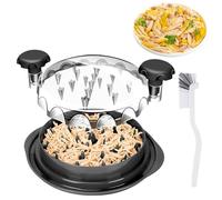 Picadora de pollo con cepillo, picadora de carne de 25,5 cm con tapa transparente, para pollo, carne picada y verduras, antideslizante, sin BPA, apta para lavavajillas