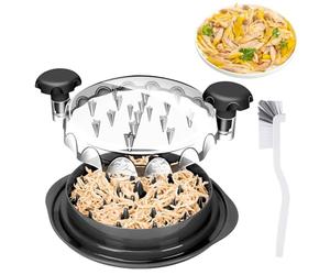 Picadora de pollo con cepillo, picadora de carne de 25,5 cm con tapa transparente, para pollo, carne picada y verduras, antideslizante, sin BPA, apta para lavavajillas