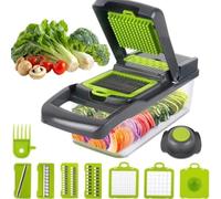 Picadora de Verduras 16 en 1, Rallador de Queso, Cortador de Patatas, Multifuncional, Cortador de Ensaladas, Cebolla y Verduras, Cortador de Alimentos, Picador