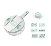 Picadora de verduras multifuncional acero inoxidable, cortador y triturador manual, rallador patatas, trituradora, fregadora, suministros cocina(Green)