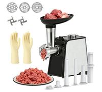 Picadora Electrica 3200W, 3 en 1 Picadora de Carne Eléctrica con 2 Cuchillas, 3 Placas de Corte de Acero Inoxidable, 3 Tubos para Rellenar Salchichas, para Procesar Carne de Res, Pollo, Cerdo, Pescado