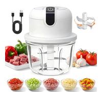 Picadora eléctrica 350ml, Trituradora de Cocina Eléctrica, Mini Picadora Eléctrica de Cebolla, USB Recargable, Picadora de Cebolla Inalámbrica para Cebollas, Frutas, Frutos Secos, Carne y Ajo