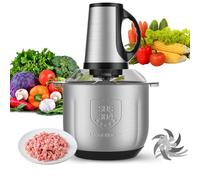 Picadora Eléctrica 4L con Bol de Acero Inoxidable 304, Motor Potente de 300W de Cobre Puro, 3 Velocidades, Upgrade Double S-Blades, Ideal para Carne, Verduras y Frutas