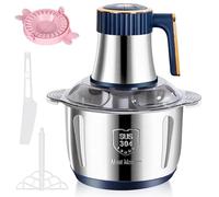 Picadora eléctrica con cuenco de acero inoxidable 4L, picadora multifunción de 500 W, 4 cuchillas de acero inoxidable, picadora de carne para picar carne, cebolla, hierbas, fruta seca rápida y sin