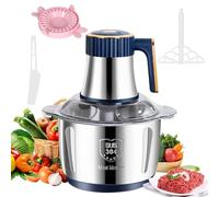 Picadora eléctrica con cuenco de acero inoxidable 5L, picadora de carne de 500 W con 6 cuchillas de acero inoxidable, batidora pequeña con 5 niveles de velocidad, para picar carne, cebolla, huevos
