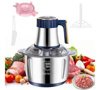 Picadora eléctrica con cuenco de acero inoxidable de 5 l y 6 cuchillas de acero inoxidable, picadora de carne versátil 500 W, 5 velocidades, robot mezclador pequeño para picar carne, cebolla, huevos