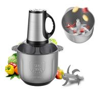 Picadora eléctrica de 300 W, motor puro cobre, cuenco de acero inoxidable, 4 L, hoja de acero inoxidable, 3 velocidades y seguridad | Robot culinario para carnes, verduras, preparaciones de bebé y