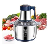 Picadora eléctrica de 500 W, robot de cocina, 5 velocidades (5 L-Bleu) | Con cuenco de acero inoxidable, picadora de carne con 6 cuchillas dobles, para carne, verduras, nueces, sin BPA