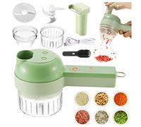 Picadora Electrica de Alimentos, Juego de Cortador de Verduras Multiusos 4 en 1para Verduras, Carne, patatas, Mini Procesador De Alimentos, Picadora de Verduras, Exprimidor Pelador con Carga USB