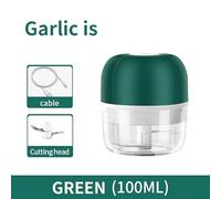 Picadora eléctrica de alimentos, picadora de ajo inalámbrica recargable por USB, con cuchilla, mini herramientas de picadora de carne, accesorios de cocina portátiles (100 ml, verde C)