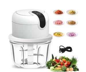 Picadora eléctrica de cocina, 350 ml, picadora de ajos, carga USB, picadora de verduras, mini robot de cocina, picador de cebolla eléctrico pequeño para carne, nueces, cebollas, ajos