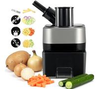 Picadora eléctrica de verduras, doble puerto de alimentación con 4 cuchillas de acero inoxidable para cortar eficientemente zanahorias, patatas, cebollas y más