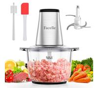 Picadora Electrica, Facelle Trituradora de Alimentos de 2L Picadora de Carne Eléctrica de 500 W con Recipiente de 4 Cuchillas Afiladas Para Carne, Verduras, Frutas, Frutos Secos y Alimentos Para Bebés