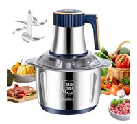 Picadora eléctrica, mini picadora de carne eléctrica 5L con 5 niveles de velocidad y 6 cuchillas de acero inoxidable, 500 W picadora de cocina para carne, verduras, alimentos para bebés y frutas (azul
