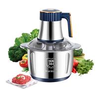 Picadora eléctrica, picadora de carne con 5 L cuenco de acero inoxidable, picadora de carne eléctrica de 500 W con 5 niveles de velocidad y 6 cuchillas, batidora para verduras picar carne (azul)