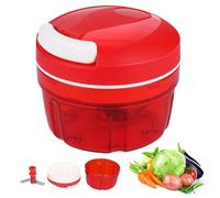 Picadora Manual con Cuerda 300 ml, Cortador de Cebolla Multifunción, Mini Picadora de Verduras y Carne, Cuchillas de Acero Inoxidable, Base Antideslizante, para Cocina