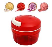 Picadora Manual con Cuerda, 500 ml Trituradora de Alimentos con 3 Cuchillas Onduladas, Trituradora de Alimentos Manual, Triturador de Alimentos