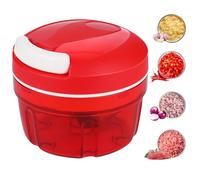 Picadora Manual de 300 ml, Picador de Verduras con Cuchillas de Acero Inoxidable, Picador de Ajo, Procesador de Alimentos para Chile/Cebollas/Verduras/Nueces/Fruta/Pimientos/Carne/Ajo/Puré (Rojo)