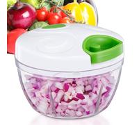 Picadora manual de 500 ml, picadora de cordel para ajo y cebollas, cortador de verduras portátil, sin BPA, picadora de carne ligera para frutas, nueces, hierbas, fácil de limpiar