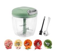 Picadora manual de 900 ml, cortador de cebolla manual, mini picadora manual, 4 cuchillas de acero inoxidable, batidora manual, para cebolla, ajo, carne, verduras, frutas (verde)