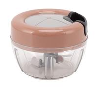 Picadora manual de alimentos Cebolla ajo Pimienta vegetal Tuerca mano 3 cuchillos Picadora de carne para ensalada de frutas vegetales Rosa Gris