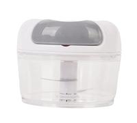 Picadora manual de alimentos manual, picadora de ajo, cuerda de tracción, picadora de ajo transparente, trituradora de cebolla multiusos segura, portátil para cocina (Blanca)