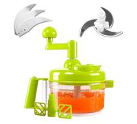 Picadora manual de alimentos, picadora de verduras de 1200 ml, trituradora de alimentos de cocina con mango y cubierta, adecuada para cebollas, ajo, pimientos, zanahorias, jengibre, frutas (verde)