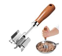 Picadora para carne picada, picadora de alimentos con mango de madera | Machacador de alimentos no pegajoso - para restaurante, cocina, hogar, carne, patatas, pollo, carne de res