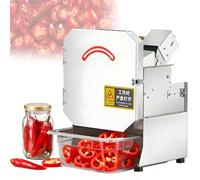 Picadora y cortadora de cebolletas comercial, 200 W, procesador eléctrico de verduras, capacidad de 150 kg/h, puerto de alimentación de 7 cm de ancho, grosor ajustable de 1,5 a 35 mm, con bandeja re